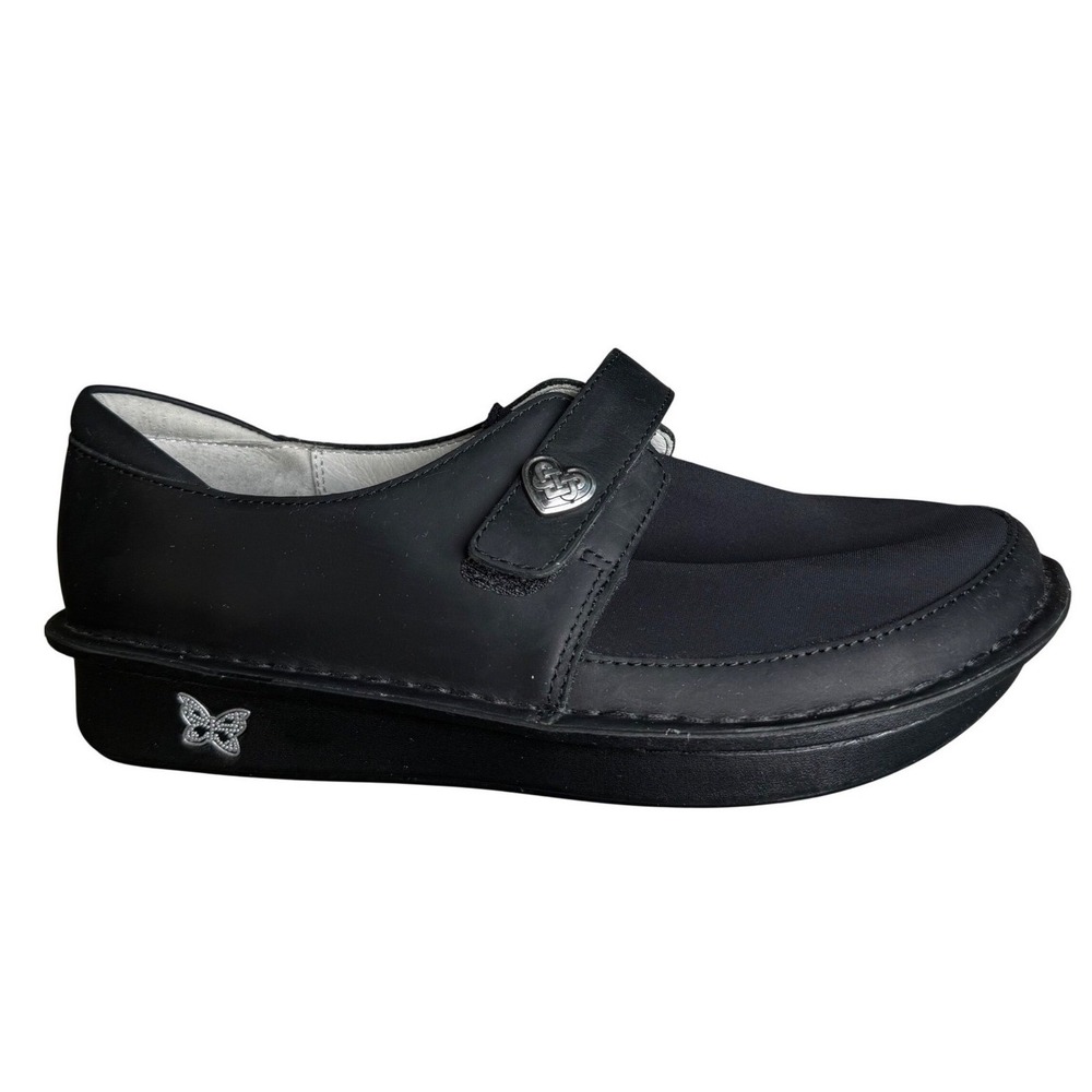Alegria Brenna Black Leather Heart Butterfly Strap Rocker Shoes 38 EU / US 8.5